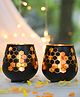 VONCASA Black + Golden T-Lite Holders