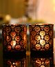 VONCASA Black + Golden T-Lite Holders