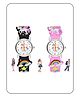 Spiky Set Of 2 Unicorn Theme Watches - Black & Pink