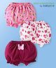 Babyoye Cotton Spandex Floral & Butterfly Printed Bloomers Pack Of 3 - Pink & Maroon