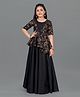 Fashion Dream Half Sleeves Floral Printed Black Maxi Dress - Black