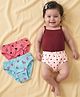 Babyoye Cotton Spandex Knit Floral & Polka Dots Printed Panties Pack of 3 - Pink Blue & Peach