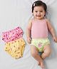 Babyoye Cotton Spandex Knit Panties with Hearts & Ice Cream Print Pack of 3 - Pink Yellow & Light Green