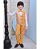 BT DEZINES Cotton Blend Full Sleeves Solid & Checked 3 Piece Suit With Bow - Gold