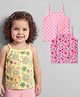 Babyoye Cotton Knit Singlet Sleeves Slips Floral Printed Pack of 3 - Pink & Lemon Yellow