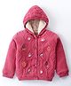 Yellow Apple Viscose Knit Full Sleeves Hooded Sweatjacket With Cable Knit Design & Floral Embroidery - Pink