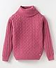 Yellow Apple Viscose Knit Full Sleeves Sweater with Cable Knit Design - Dark Pink