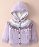 Yellow Apple Knit Full Sleeves Hooded Sweater Intarsia Design - Lilac