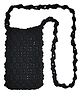 Aamivi Knitted Macrame Sling Bag, Mobile side bag, Mobile shoulder bag, Crossbody bag, mobile phone Bag (Black)