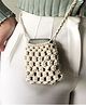 Aamivi Knitted Macrame Sling Bag, Mobile side bag, Mobile shoulder bag, Crossbody bag, mobile phone bag - (Ivory/Offwhite)