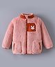Kookie Kids Full Sleeves High Neck Winter Jacket with Bunny Print - Baby Pink