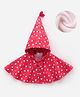 Kookie Kids Full Sleeves Hooded Heart Printed Poncho with Heart Applique - Red