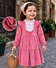 Kookie Kids Full Peasant Sleeves Tiered Party Frock with Frill Detailing - Dark Pink