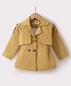 Kookie Kids Full Sleeves Front Open Collar Neck Overcoat - Tan