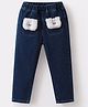 Kookie Kids Full Length Denim Jeans With Bunny Applique - Navy Blue