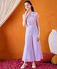 Cherry & Jerry One Shoulder Floral Embroidered Full Length Jumpsuit - Lavender