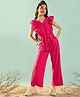 Cherry & Jerry Sleeveless Solid Ruffled Waist Tie Up Basic Jumpsuit - Magenta