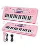 37 Key Piano Keyboard Toy with Power Option, Recording and Mic, Electronic Piano Keyboard Multi-Function Portable Piano Keyboard - Pink