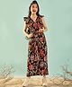 Cherry & Jerry Sleeveless Abstract Printed Ruffled Waist Tie Up Jumpsuit - Black