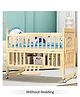 6 in 1 Baby Cot with Rocking Function, Parent Bed Attachment, Study Table, Diaper Changing Station & Storage - Non-Toxic Finish - Sustainable New Zealand Pinewood - Long Next to Bed Crib - Convertible - Safe & Versatile for 0 to 3 Years - Natural