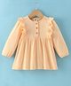 Zero Sinker Knit Full Sleeves Solid Color Frock with Frill Detailing - Light Orange