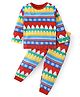Babyhug Cotton Knit Full Sleeves Night Suit with Christmas Theme Print - White