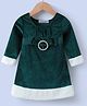 Kookie Kids Full Sleeves Sequinned  Winter Frock with Bow Detailing - Dark Green
