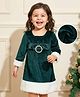 Kookie Kids Full Sleeves Sequinned  Winter Frock with Bow Detailing - Dark Green