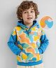 Babyug Cotton Knit Full Sleeves Hooded Sweatshirt with Abstract Print - Blue