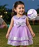 Babyhug Sleeveless Fit & Flared Tiered Sequinned Embellished Peter Pan Collared & Bow Applique Mesh Party Frock - Lavender
