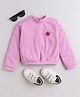 Taffykids Full Sleeves Floral Badge Embroidered Sweatshirt - Peach