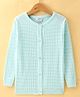 Smarty Girls Cotton Flat Knit Full Sleeves Front Open Sweater With Cable Knit Design - Sky Blue