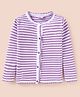 Smarty Girls Knit Full Sleeves Front Open Striped Sweater - Mauve