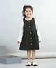 Aww Hunnie Corduroy Solid Dress With Full Sleeves Top - Green