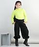 Aww Hunnie Corduroy Full Sleeves High Neck Tee With 2 Side Pocket Joggers For Autumn & Winter - Green & Black