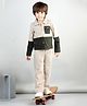 Aww Hunnie Corduroy Full Sleeves Colour Blocked Shirt With Solid Trousers - Beige