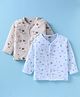 Pink Rabbit Sinker Knit Full Sleeves Front Open Vests Teddy Bear Print Pack of 2 - Beige & Sky Blue