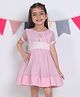 Soleilclo Half Sleeves Floral Schiffli Embroidered Dress - Pink