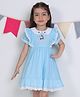 Soleilclo Half Sleeves Strawberry Embroidered Dress - Blue