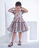Soleilclo Half Sleeves Floral Printed Tiered Dress - Grey