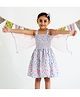 Soleilclo Sleeveless Smocked & Wings Detail Floral Printed Dress - White