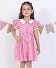 Soleilclo Half Sleeves Checked Dress - Pink