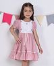 Soleilclo Half Sleeves Floral Embroidered & Polka Dots Printed Dress - Pink
