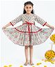 Soleilclo Three Fourth Sleeves Floral Printed Dress - Blue & Red