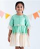 Soleilclo Three Fourth Sleeves Striped Dress - Green