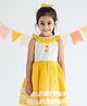Soleilclo Sleeveless Floral Hand Embroidered Zari Striped Dress - Yellow