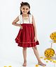 Soleilclo Sleeveless Floral Hand Embroidered & Sequin Embellished Dress - Red