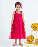 Soleilclo Sleeveless Hand Embroidered Floral Crochet Tiered Dress - Pink