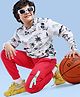 Ollington St. 100% CottonKnit Full Sleeves Sweatshirt & Joggers with Beach Theme Print - Red & White