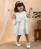 Polka Tots Cotton Sleeveless Geometric Printed Dress With Headband - Blue